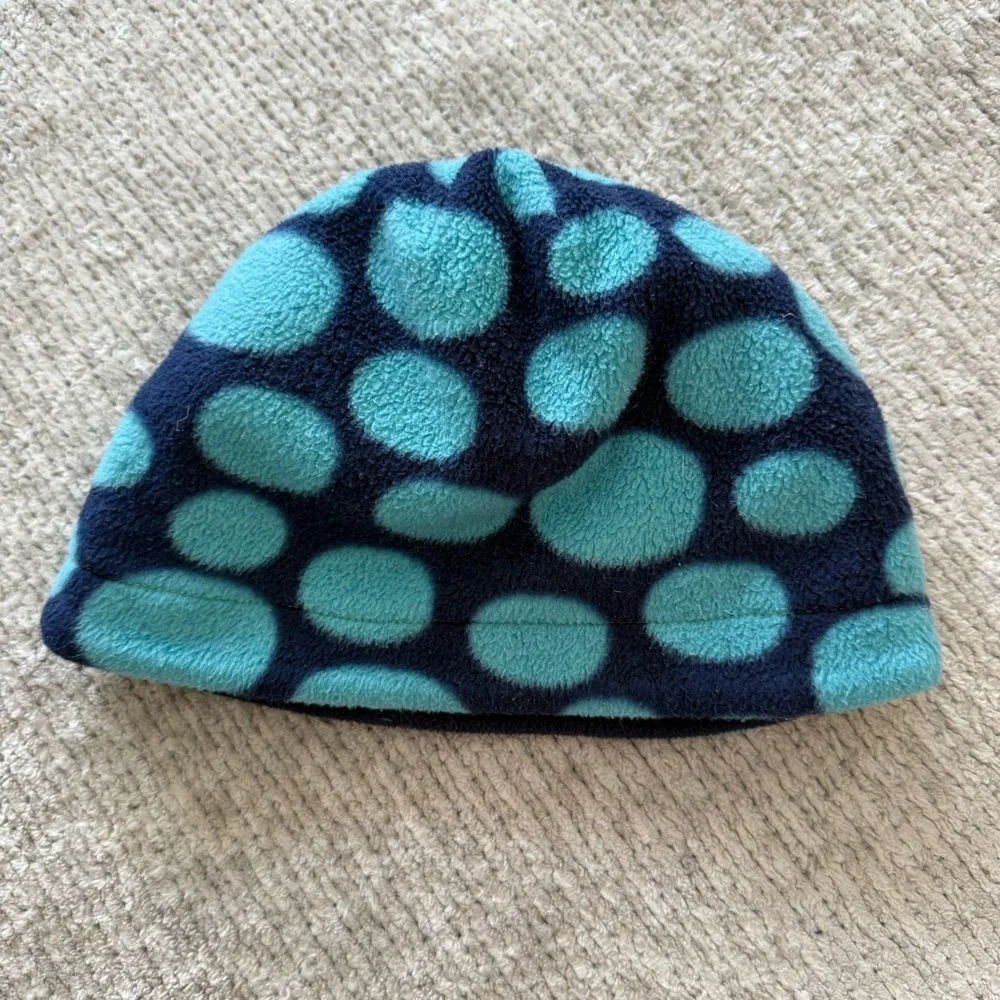Hanna Andersson‎ Fleece Beanie Hat Blue Polka Dot Kids Warm Winter